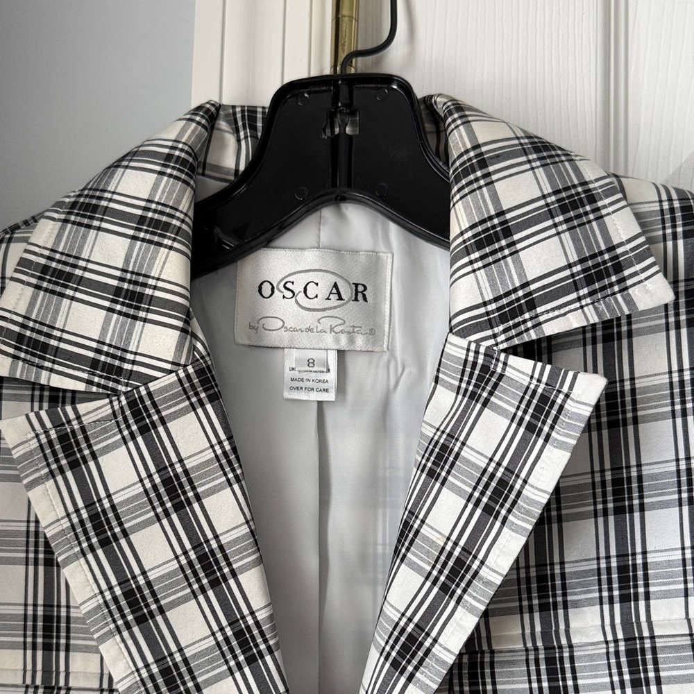 Oscar de la Renta Monochrome Checkered Blazer